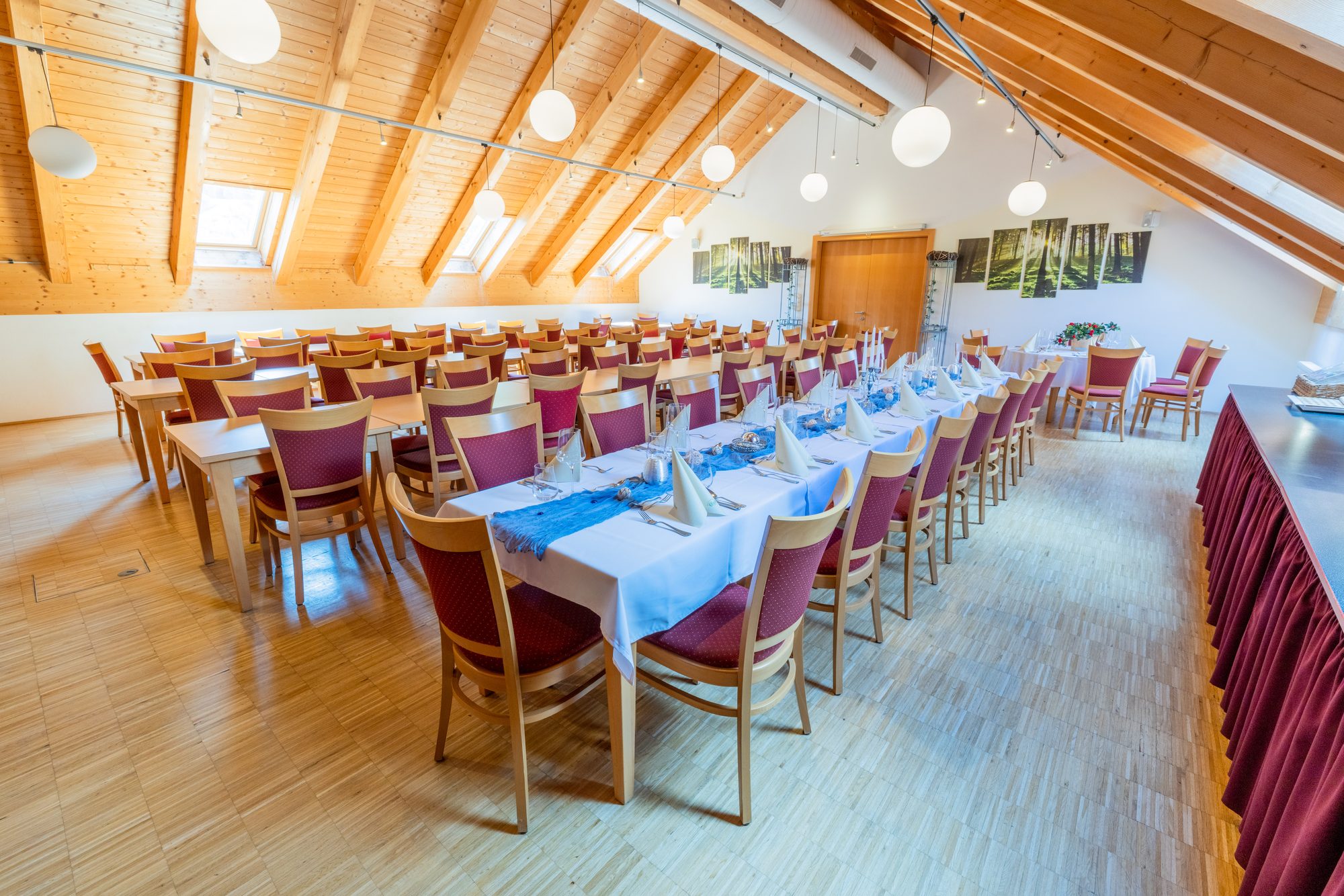The function room, set for a celebration